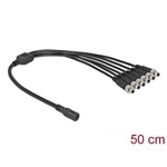 Delock DC 5,5x2,1mm -> 6db DC 5,5 x 2,1mm F/M splitter 0.5m fekete csavarható