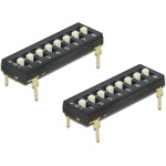 Delock DIP három állású 8 állomásos csúsztató kapcsoló 2,54 mm távolság THT hosszanti fekete 2 darab