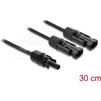 Delock DL4 szolár kábel elosztó 2 x apa - 1 x anya 30 cm fekete