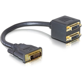 Delock DVI-D -> 2db DVI-D M/F splitter kábel 0.2m fekete