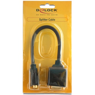 Delock DVI-D -> 2db DVI-D M/F splitter kábel 0.2m fekete