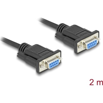 Delock D-Sub9-es, RS-232 soros kábel, anya-anya, 2 m