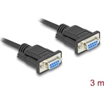Delock D-Sub9-es, RS-232 soros kábel, anya-anya, 3 m