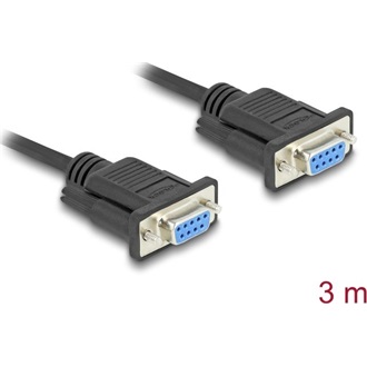 Delock D-Sub9-es, RS-232 soros kábel, anya-anya, 3 m