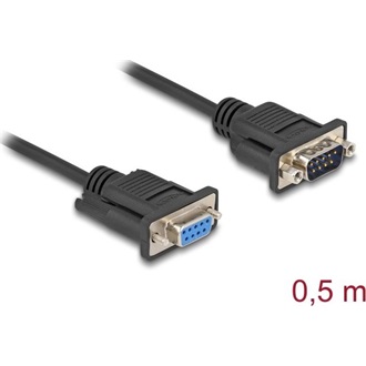 Delock D-Sub9-es, RS-232 soros kábel, anya-apa, 0,5 m