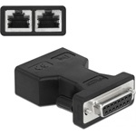 Delock D-Sub 25pin -> 2db RJ45 F/F adapter fekete