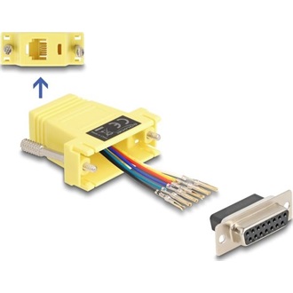 Delock D-Sub 15-tűs anya   RJ12 anya összekötő adapter sárga