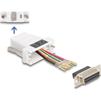 Delock D-Sub 15-tűs anya   RJ45 anya összekötő adapter fehér