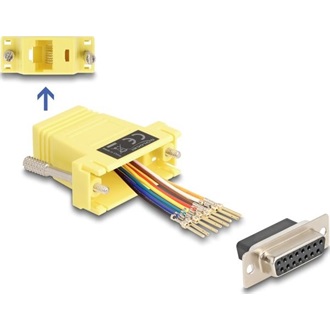 Delock D-Sub 15-tűs anya   RJ45 anya összekötő adapter sárga