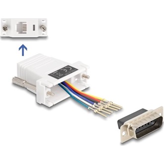 Delock D-Sub 15-tűs dugó   RJ12 anya összekötő adapter fehér