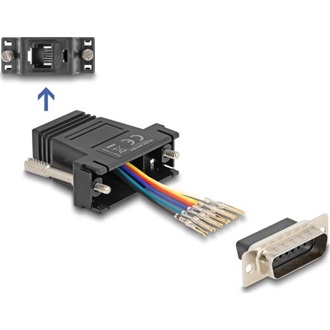 Delock D-Sub 15-tűs dugó   RJ12 anya összekötő adapter fekete