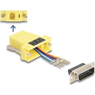 Delock D-Sub 15-tűs dugó   RJ12 anya összekötő adapter sárga