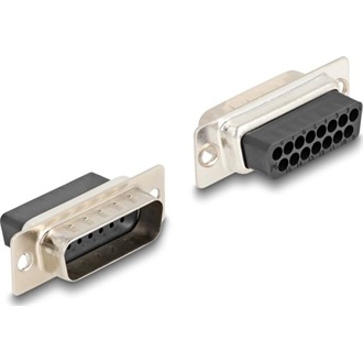 Delock D-Sub 15-tűs dugó   RJ45 anya összekötő adapter piros