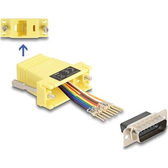 Delock D-Sub 15-tűs dugó   RJ45 anya összekötő adapter sárga