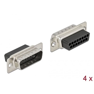 Delock D-Sub 15 tűs krimpelhető apa, fém 4 db.