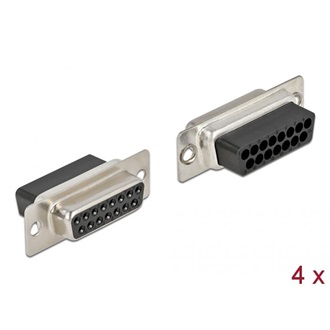 Delock D-Sub 15 tűs krimpelhető hüvely, fém 4 db.