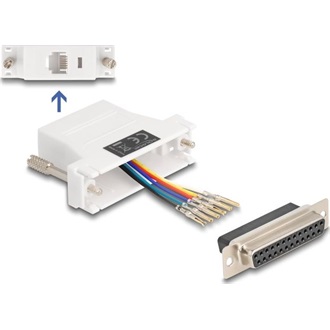 Delock D-Sub 25-tűs anya   RJ12 anya összekötő adapter fehér