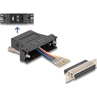 Delock D-Sub 25-tűs anya   RJ12 anya összekötő adapter fekete
