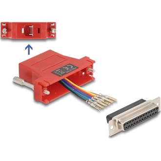 Delock D-Sub 25-tűs anya   RJ12 anya összekötő adapter piros
