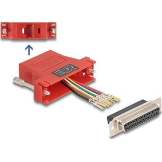 Delock D-Sub 25-tűs anya   RJ45 anya összekötő adapter piros