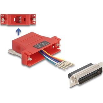 Delock D-Sub 25-tűs dugó   RJ12 anya összekötő adapter piros