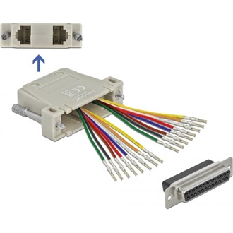 Delock D-Sub 25 tűs krimp anya - 2 x RJ45 anya eszközkészlettel bézs színben