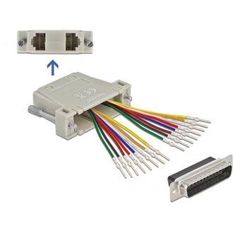 Delock D-Sub 25 tűs krimp apa - 2 x RJ45 anya eszköz készlettel bézs színben