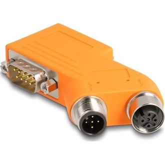 Delock D-Sub 9 apa és anya - M12 apa és anya 5 tűs A-kódú CAN busz 35 -ban osztó, narancs