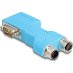Delock D-Sub 9 apa és anya - M12 apa és anya 5 tűs A-kódú CAN busz, 90 -ban osztó, kék