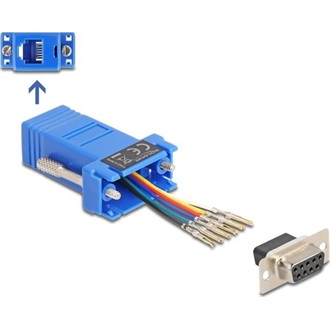 Delock D-Sub 9-tűs anya   RJ12 anya összekötő adapter kék