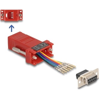 Delock D-Sub 9-tűs anya   RJ12 anya összekötő adapter piros