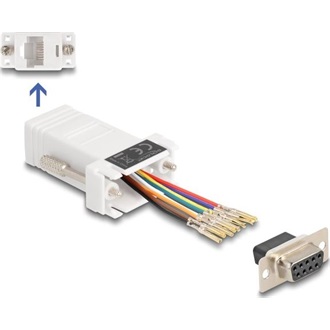 Delock D-Sub 9-tűs anya   RJ45 anya összekötő adapter fehér