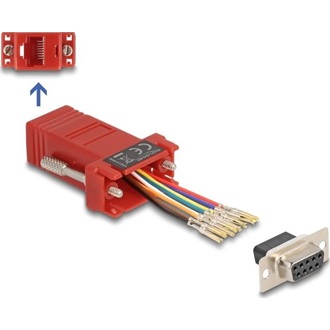 Delock D-Sub 9-tűs anya   RJ45 anya összekötő adapter piros