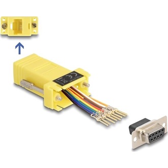 Delock D-Sub 9-tűs anya   RJ45 anya összekötő adapter sárga