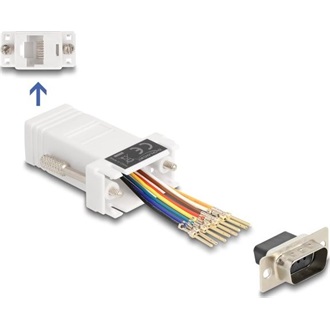 Delock D-Sub 9-tűs dugó   RJ45 anya összekötő adapter fehér