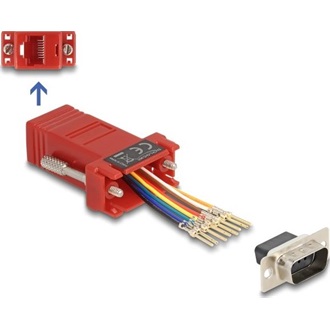 Delock D-Sub 9-tűs dugó   RJ45 anya összekötő adapter piros