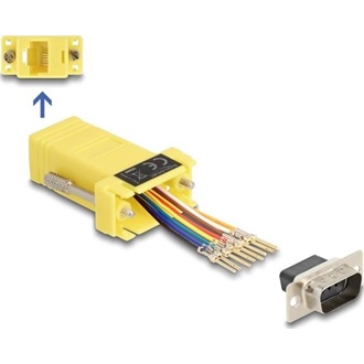 Delock D-Sub 9-tűs dugó   RJ45 anya összekötő adapter sárga