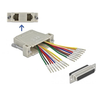 Delock D-Sub HD 44 tűs krimp anya - 2 x RJ45 anya eszközkészlettel bézs színben