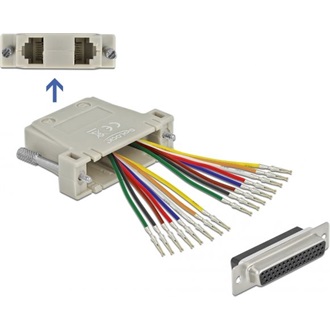 Delock D-Sub HD 44 tűs krimp anya - 2 x RJ45 anya eszközkészlettel bézs színben