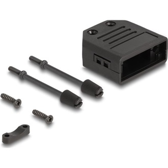 Delock D-Sub foglalat 9 tűs apa / anya műanyag kerethez feszültség csökkentő fekete