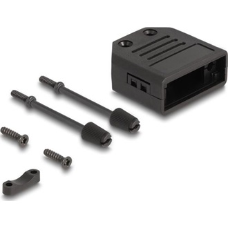 Delock D-Sub foglalat 9 tűs apa / anya műanyag kerethez feszültség csökkentő fekete