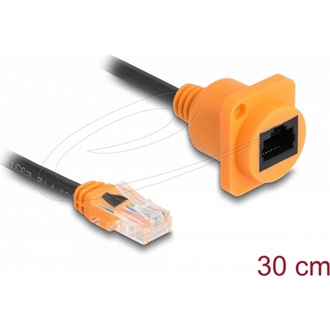 Delock D-Type RJ45 kábelcsatlakozó a jackhez Cat.5e UTP narancssárga / fekete 30 cm