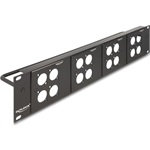 Delock D-típusú 19  Patch Panel 4 D-típusú lemezzel 86 x 86 mm méretű és 4 port 2U fekete