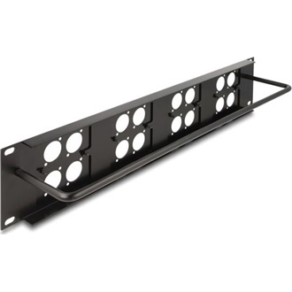 Delock D-típusú 19  Patch Panel 4 D-típusú lemezzel 86 x 86 mm méretű és 4 port 2U fekete