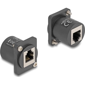 Delock D-típusú Modul RJ12 anya   anya csavarokkal fekete