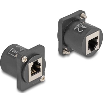 Delock D-típusú Modul RJ12 anya   anya csavarokkal fekete