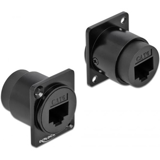 Delock RJ45 CAT6A UTP -> RJ45 CAT6A UTP F/F D-Type modul fekete
