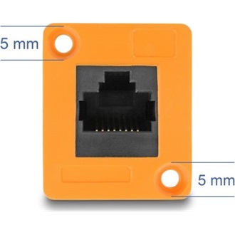 Delock D-típusú Modul RJ45 anya   anya 90 fokban hajlított narancssárga