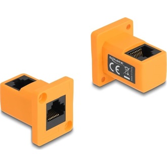 Delock D-típusú Modul RJ45 anya   anya 90 fokban hajlított narancssárga