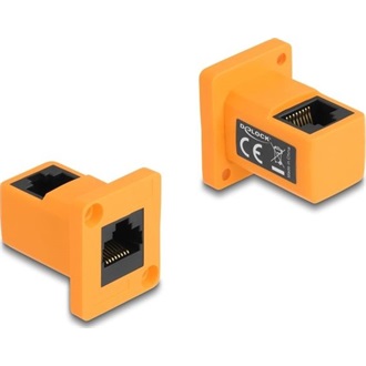Delock D-típusú Modul RJ45 anya   anya 90 fokban hajlított narancssárga